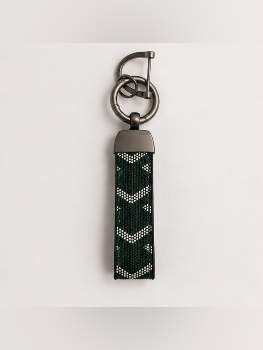 Woven Chevron Key Fob - Dark Green